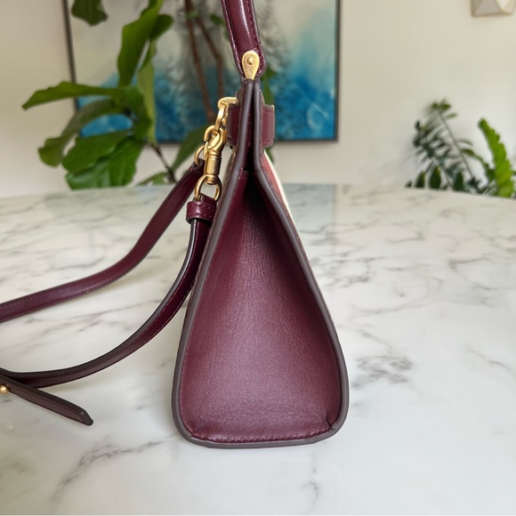 Tory Burch Lee Radziwill Striped Snake Skin Leather Small Top Handle Bag - Picture 14 of 16